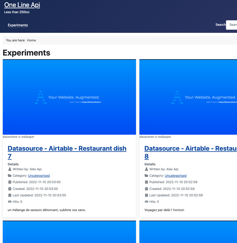 Screenshot Joomla! Web Services Airtable Api Mashup